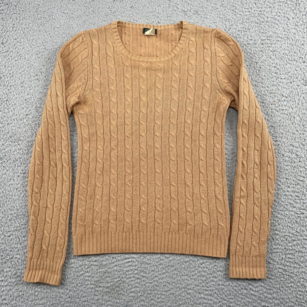 J.Crew Sweater Womens XS Brown Cable Knit Wool Cashmere Angora Blend Pullover